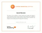 Content Marketing Certification, HubSpot Academy - Daniel Beránek
