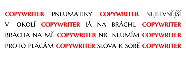 SEO copywriting se dá udělat od šíleného tapetování klíčovým slovem až po normálně sdělný text ukázka keyword stuffing - tapetování klíčovým slovem