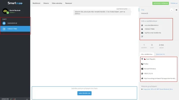 Dashboard live chatu Smartsupp: přehledná správa konverzací